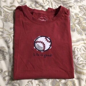 Life Is Good Maroon Baseball Graphic T-Shirt